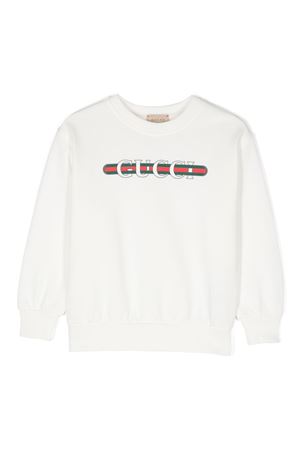 felpa in cotone bianco GUCCI KIDS | 793528XJGPJ9214